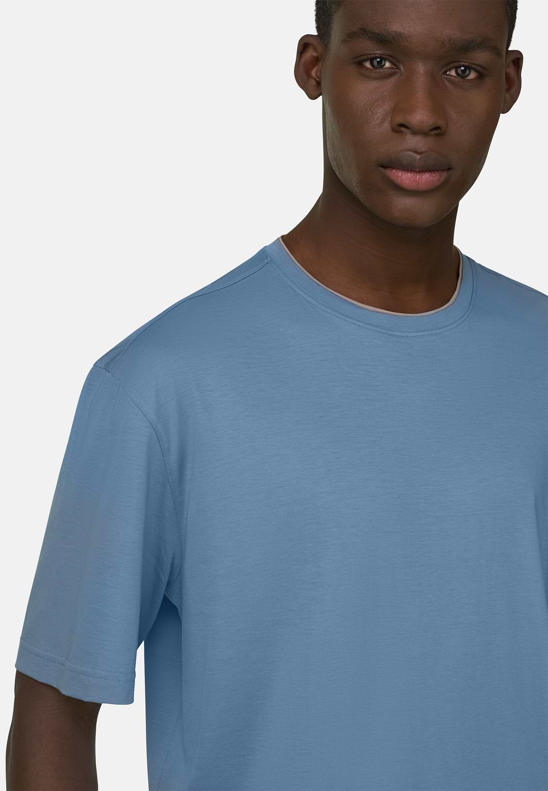 T-shirt In Cotone Pima, Azzurro, hi-res, 4