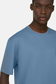 T-shirt In Cotone Pima, Azzurro, thumb, 4