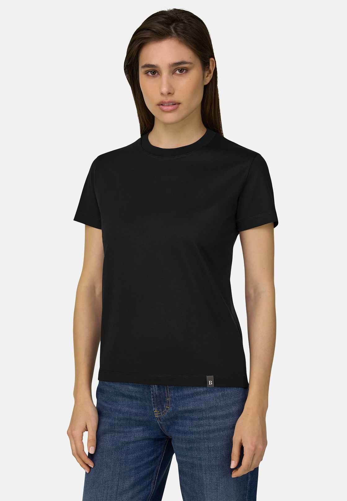 Cotton Silk T-shirt, Black, hi-res, 1