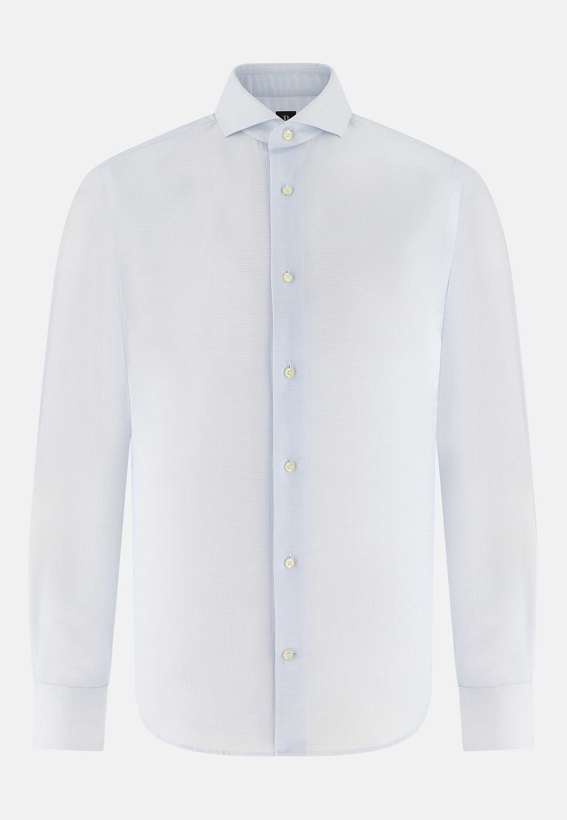 Slim Fit Checked Cotton Shirt, Light Blue, hi-res, 6
