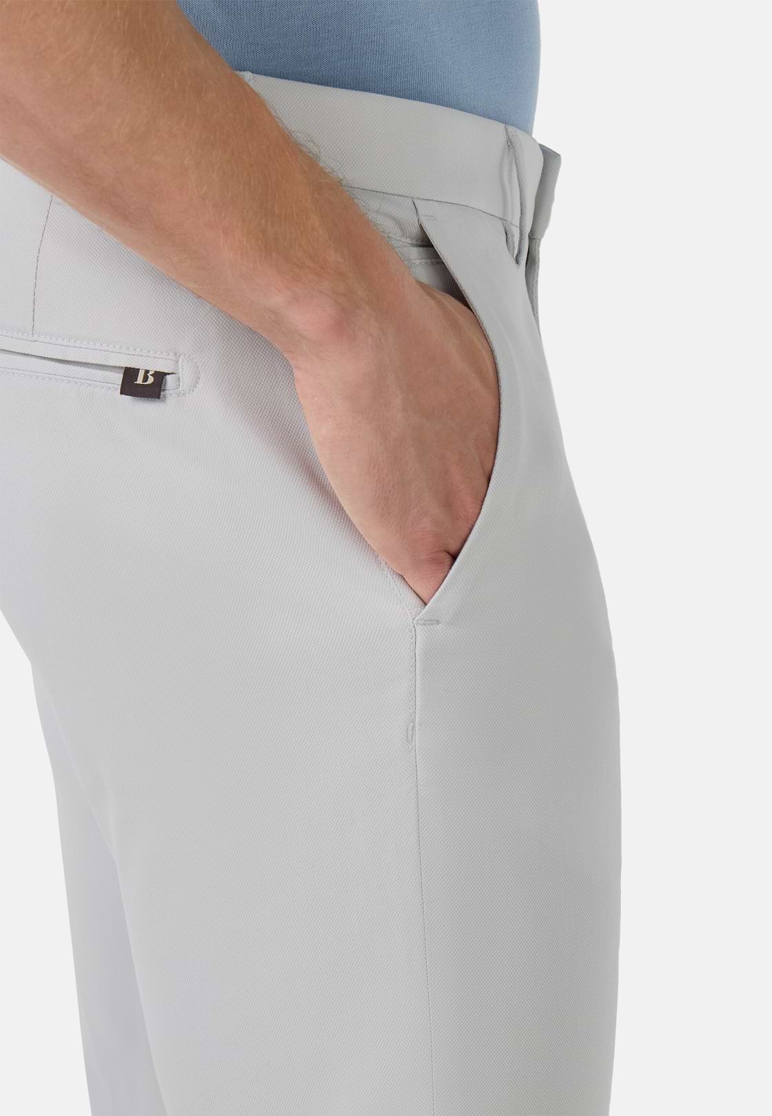 Stretch Cotton/Tencel Trousers, Ice, hi-res