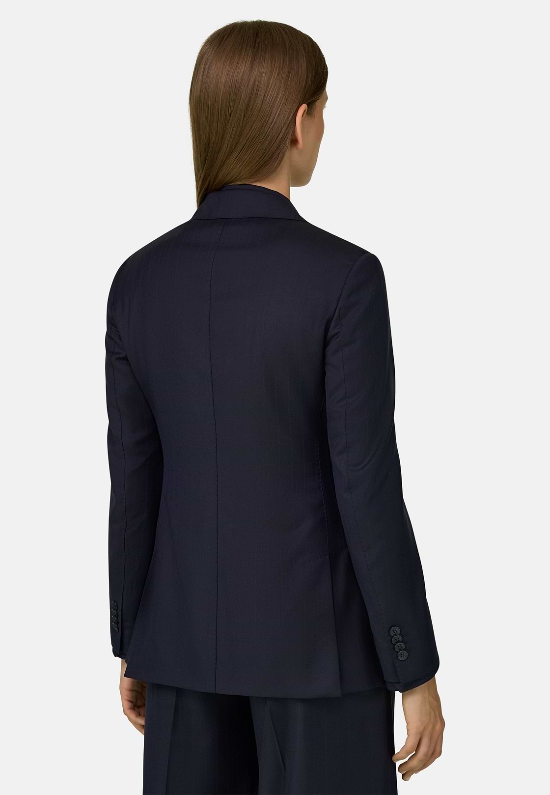 Double-Breasted Pinstripe Wool Blazer, Navy blue, hi-res, 4
