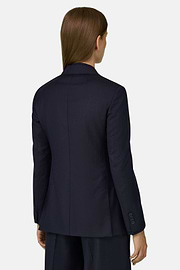 Double-Breasted Pinstripe Wool Blazer, Navy blue, thumb, 4