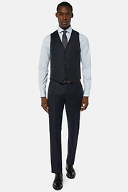 Navy Wool Twill Waistcoat, Navy blue, thumb, 2