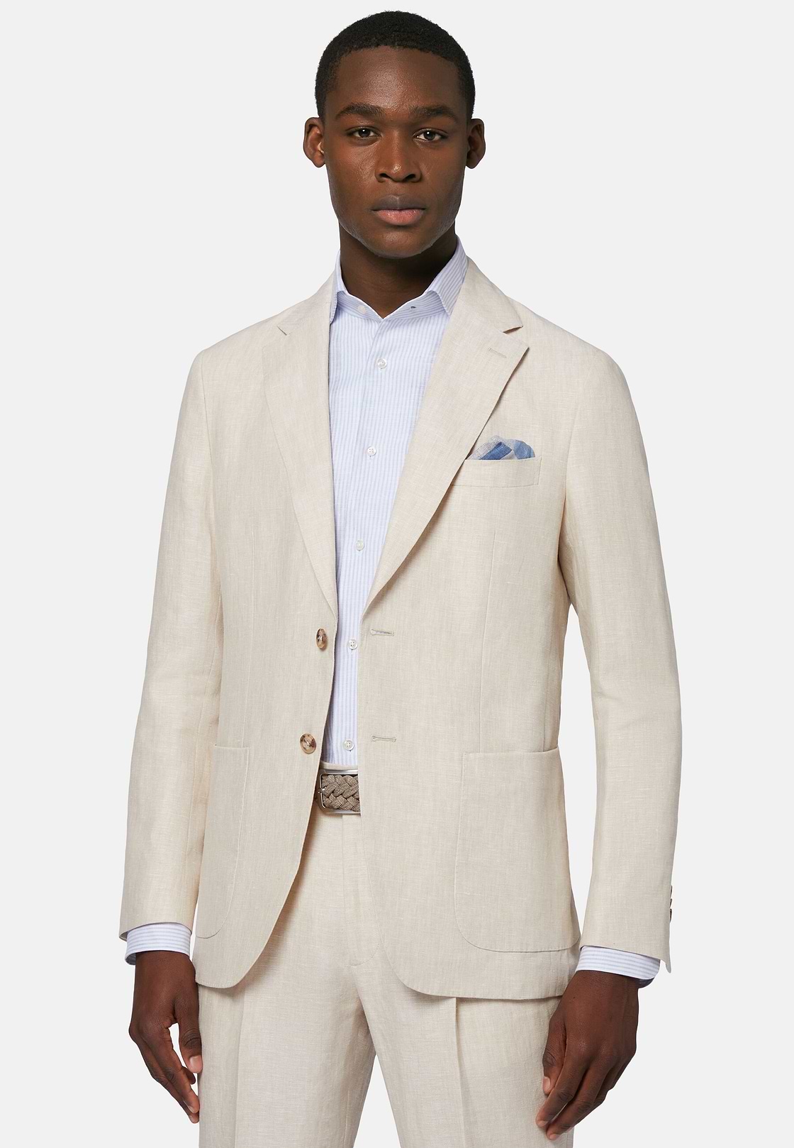 Beige Suit In Pure Linen, Beige, hi-res