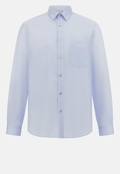 Regular Striped Cotton Poplin Shirt, Light Blue, hi-res
