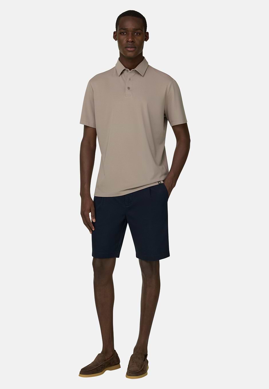 Polo De Algodón Pima Elástico, Taupe, hi-res