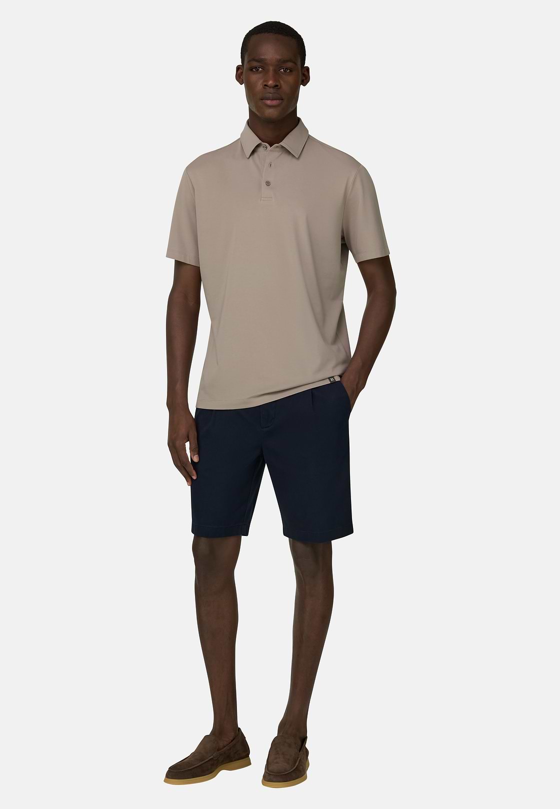Polo Aus Elastischer Supima-Baumwolle, Taupe, hi-res, 2