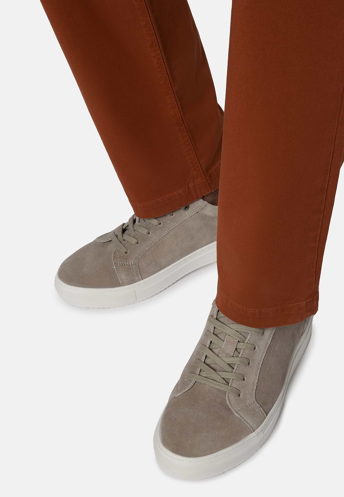 Suede Sneakers With Box Sole, TAUPE, hi-res