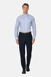 Camicia A Righe In Cotone Slim Fit, Azzurro, thumb, 2
