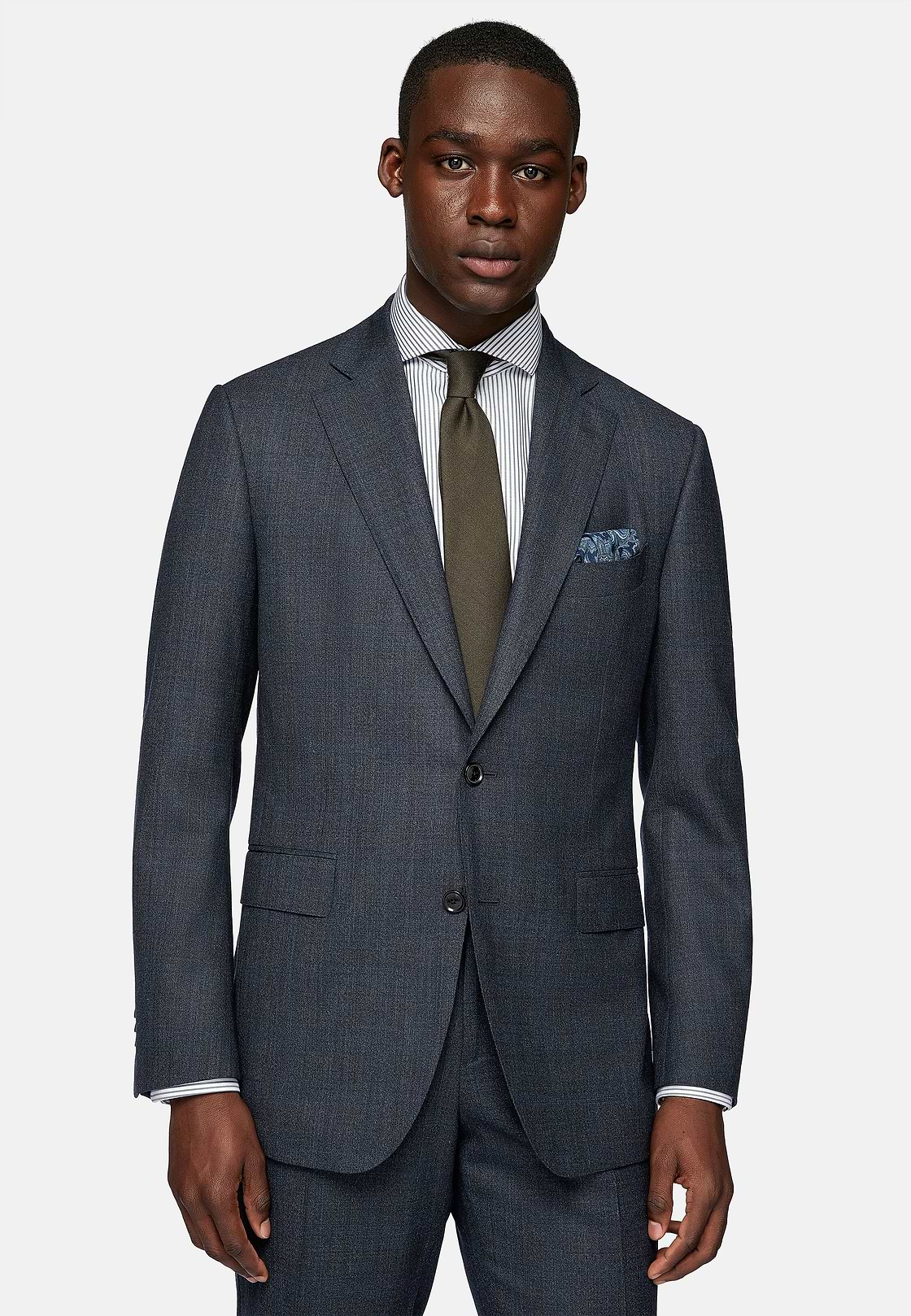 Charcoal Micro Patterned Suit In Stretch Wool, Charcoal, hi-res