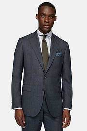 Charcoal Micro Patterned Suit In Stretch Wool, Charcoal, hi-res