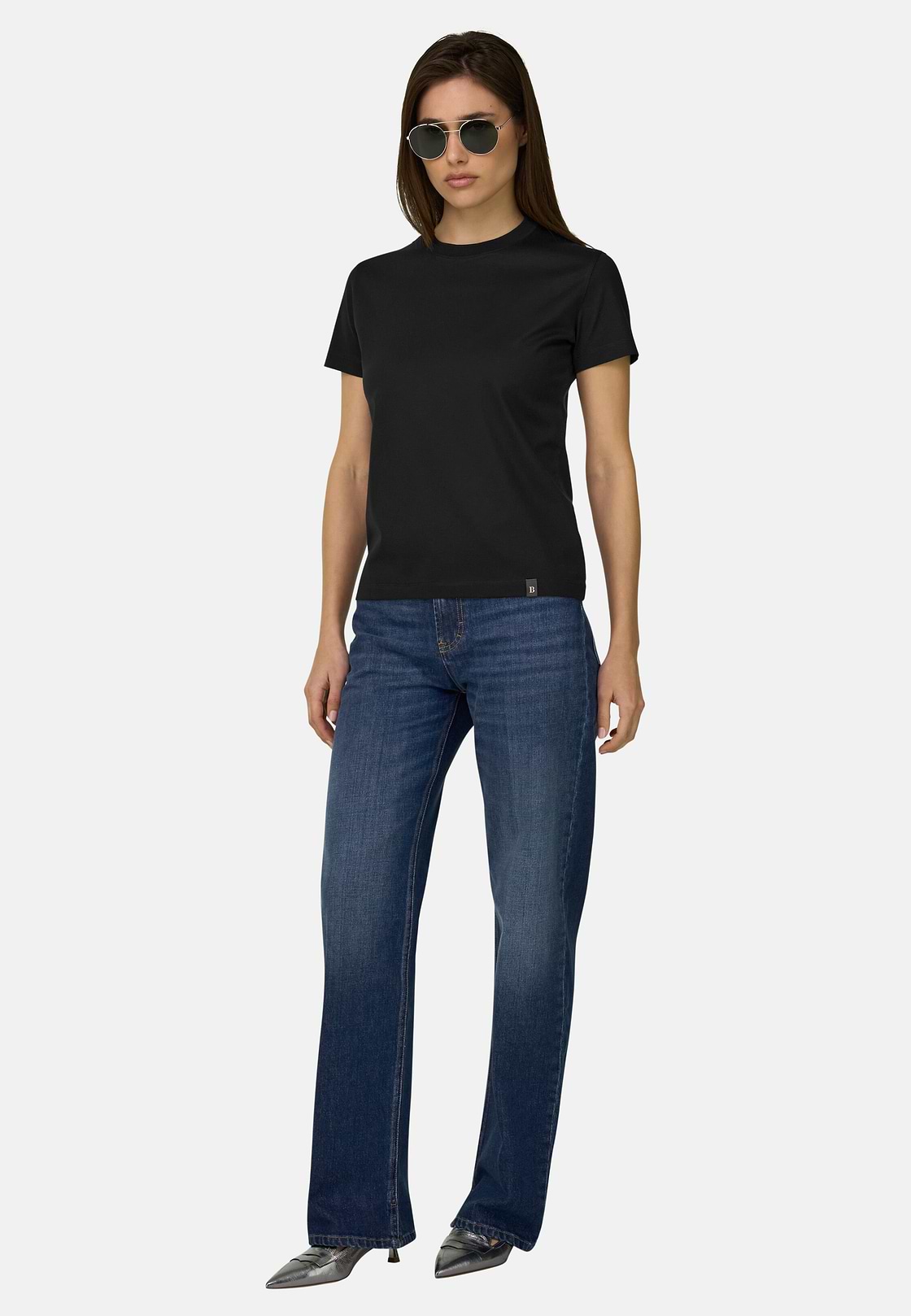 Cotton Silk T-shirt, Black, hi-res, 2