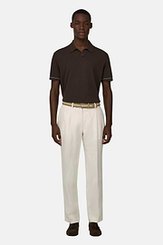 Strick-Poloshirt Aus Baumwollkrepp, Dunkelbraun, thumb, 2