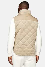 Padded Cotton Velvet Gilet, Beige, hi-res