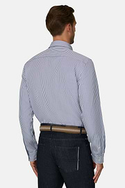 Overhemd Gestreept Popeline Regular Fit, Navy blue, thumb, 6