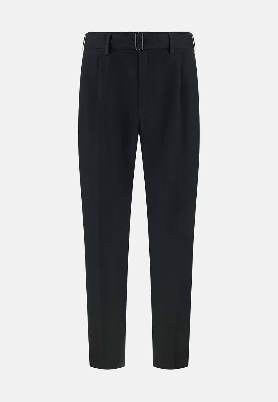 Linen Trousers, Black, hi-res
