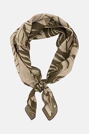 Leaf Print Cotton Bandana, Taupe, thumb, 2