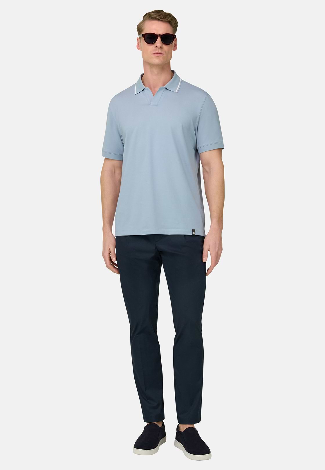 Pantaloni In Cotone, Navy, hi-res, 3