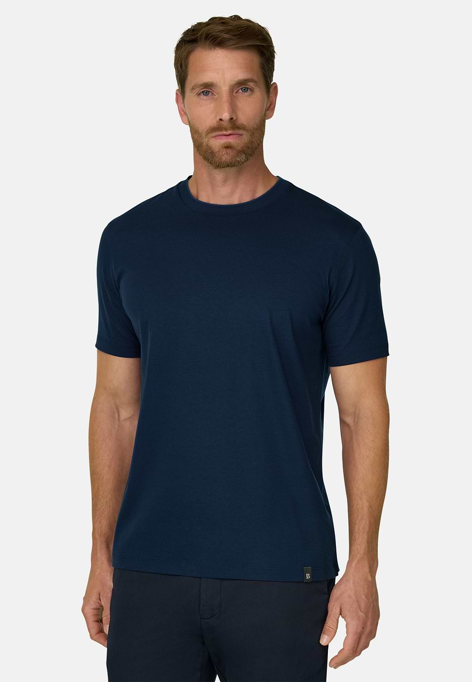 Camiseta de Algodón Tencel, Azul  Marino, hi-res