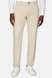 Stretch cotton/tencel trousers, Beige, hi-res