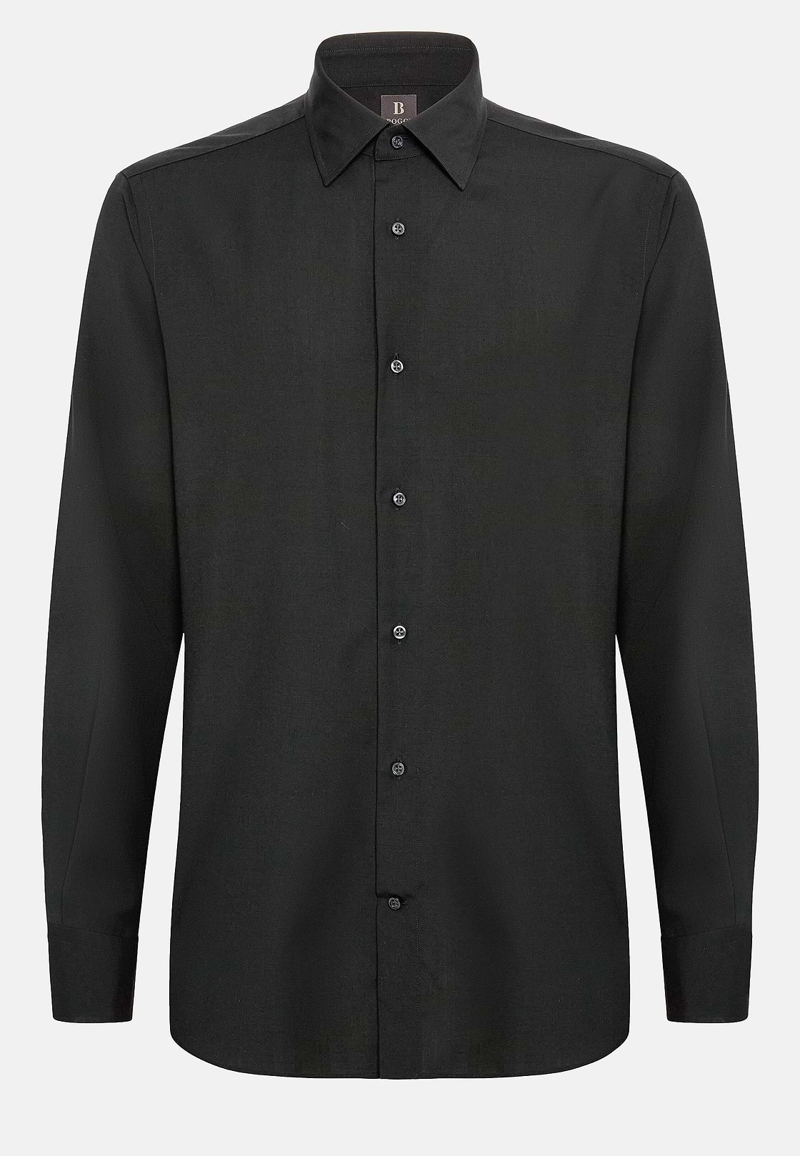 Camisa De Lana Regular Fit, Negro, hi-res