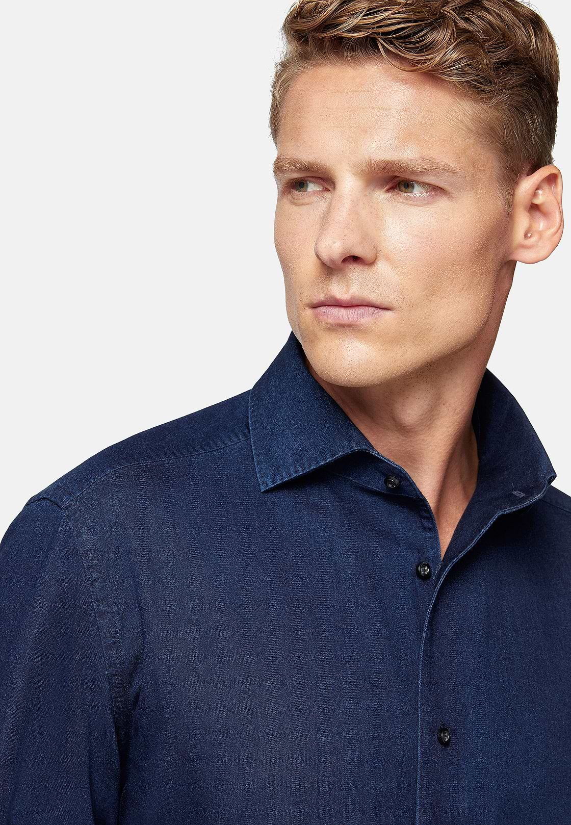 Camicia In Denim Di Cotone Regular Fit, Indaco, hi-res