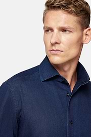 Chemise En Denim De Coton Regular Fit, Indigo, hi-res