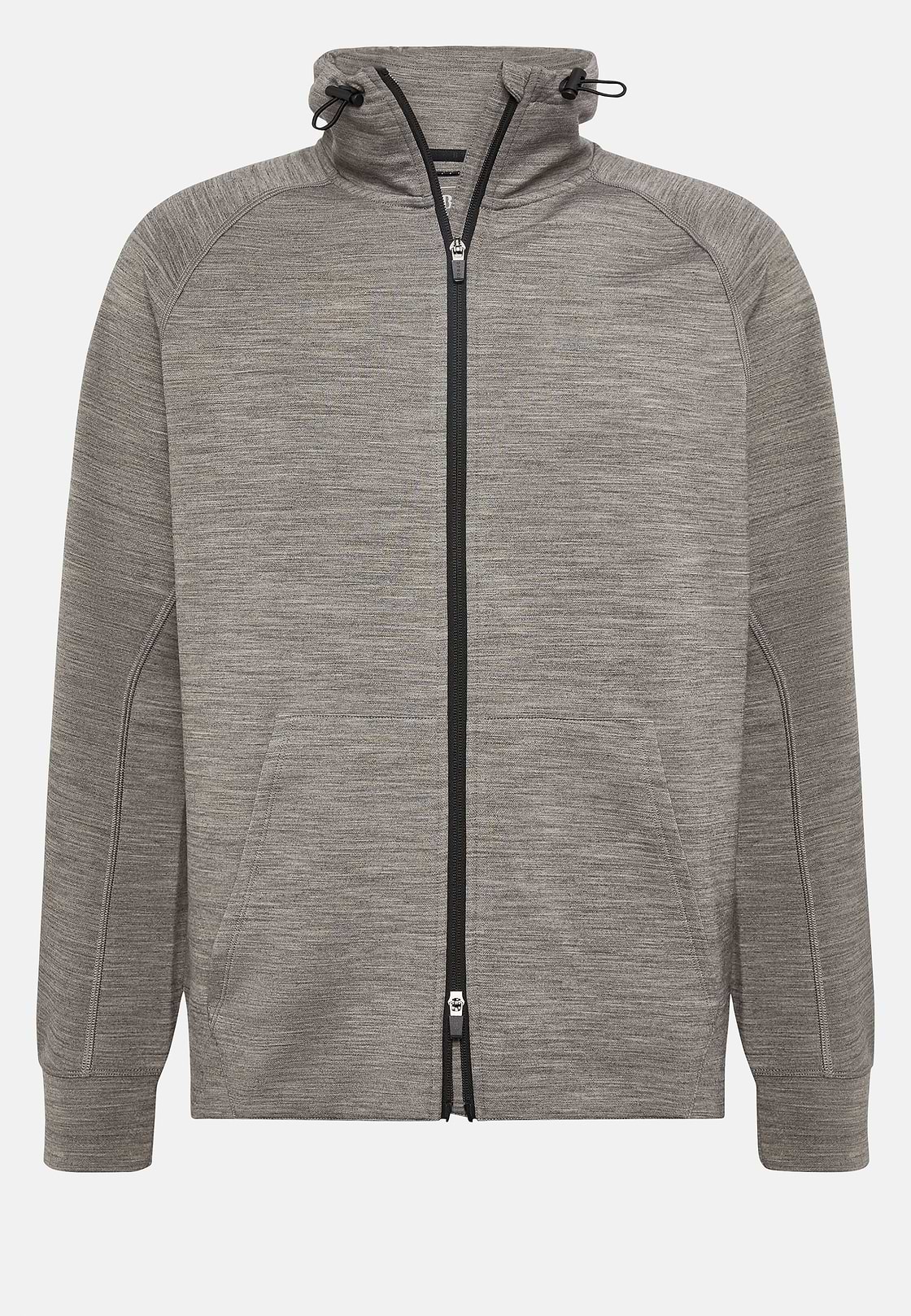Sweat-Shirt Full Zip En Mélange Coton Scuba Léger, Gris, hi-res