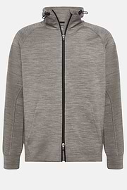 Sweat-Shirt Full Zip En Mélange Coton Scuba Léger, Gris, hi-res