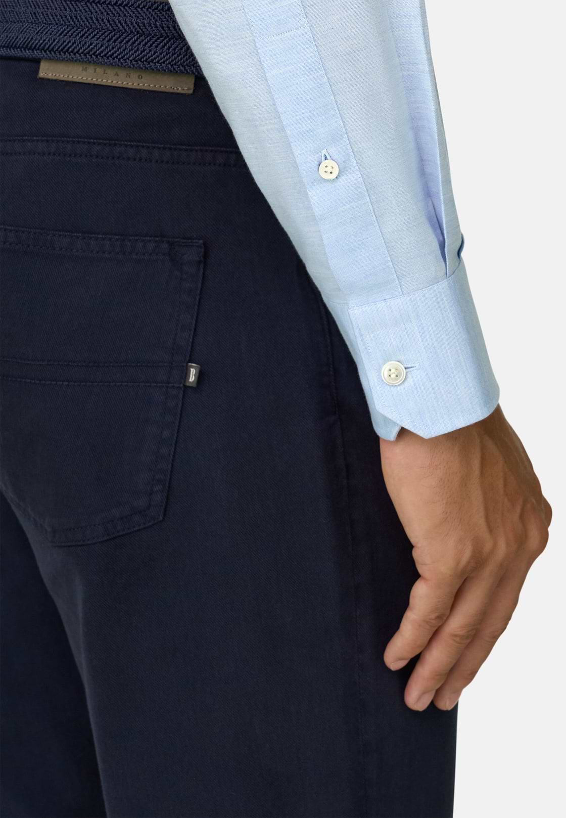 Shirt in Cotton Twill Regular Fit, Light Blue, hi-res, 4