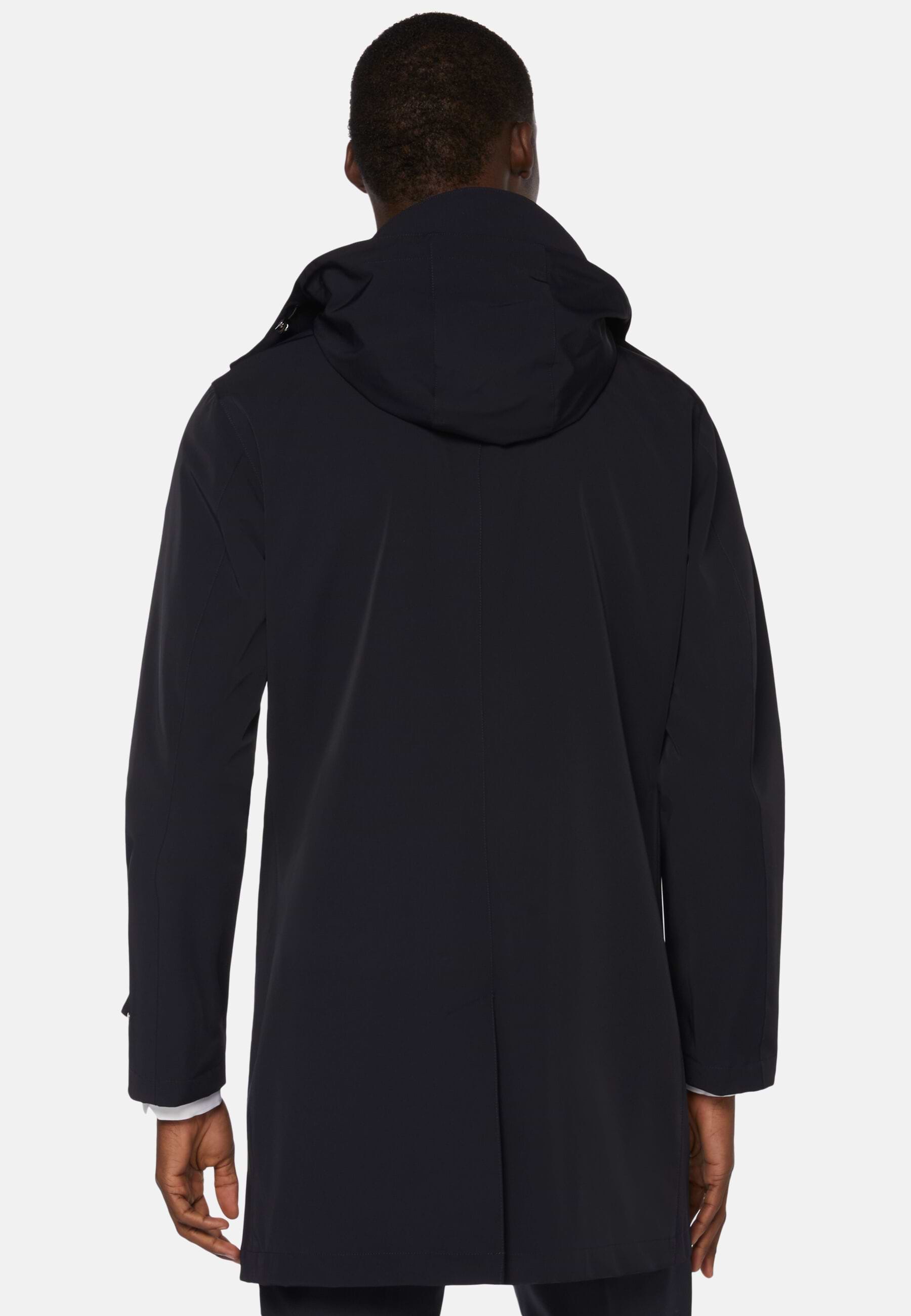 Men's B Travel Technical Nylon Raincoat, Navy blue | Boggi Milano