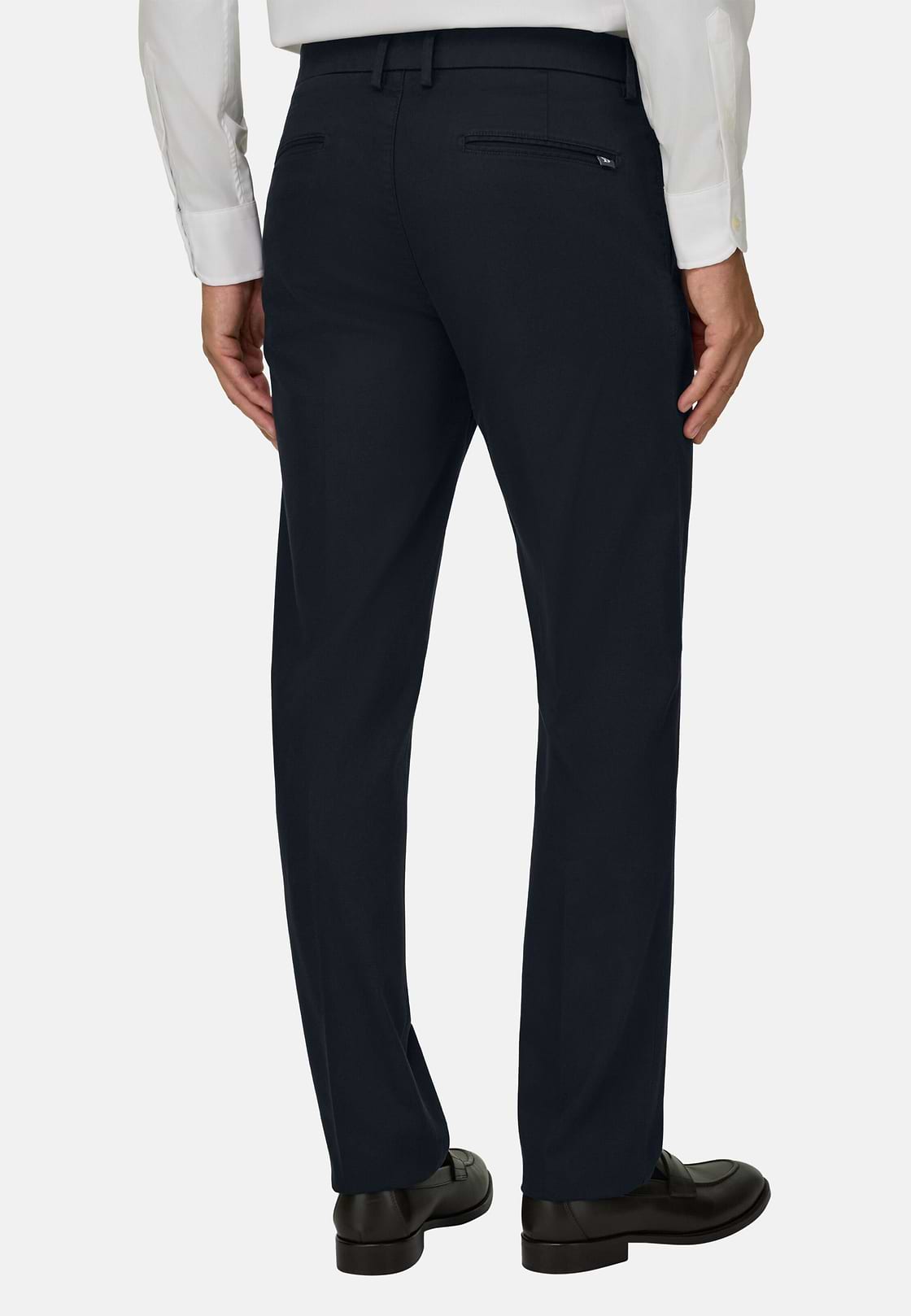 Stretch Cotton/Tencel Trousers, Navy blue, hi-res, 5