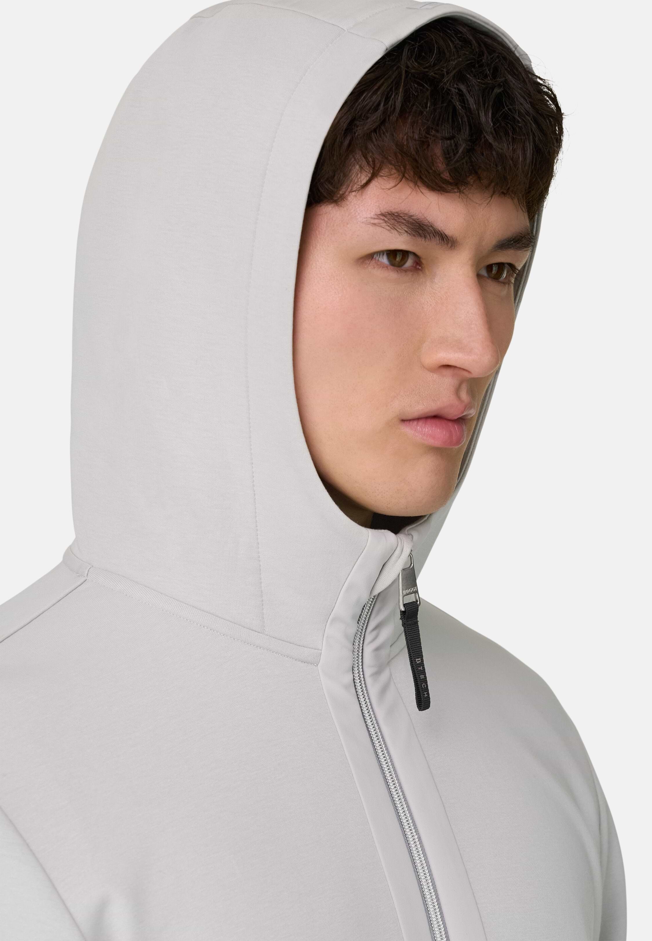 Men's Lightweight Zipped Scuba Hoodie, Ice | Boggi Milano