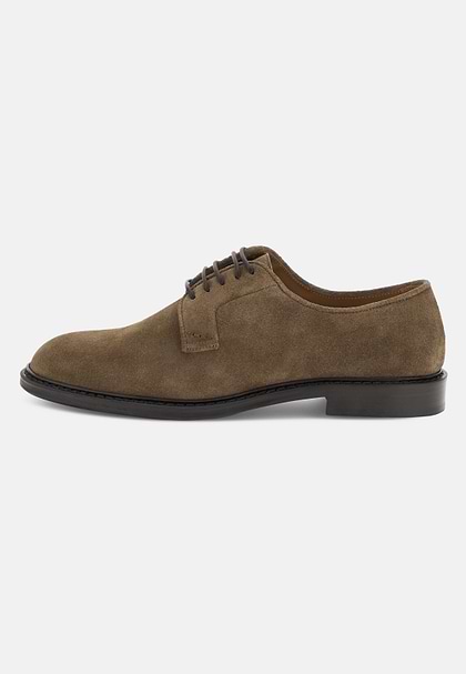 Men's Suede Derby Shoes, Taupe | Boggi Milano