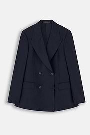 Double-Breasted Pinstripe Wool Suit, , thumb, 2