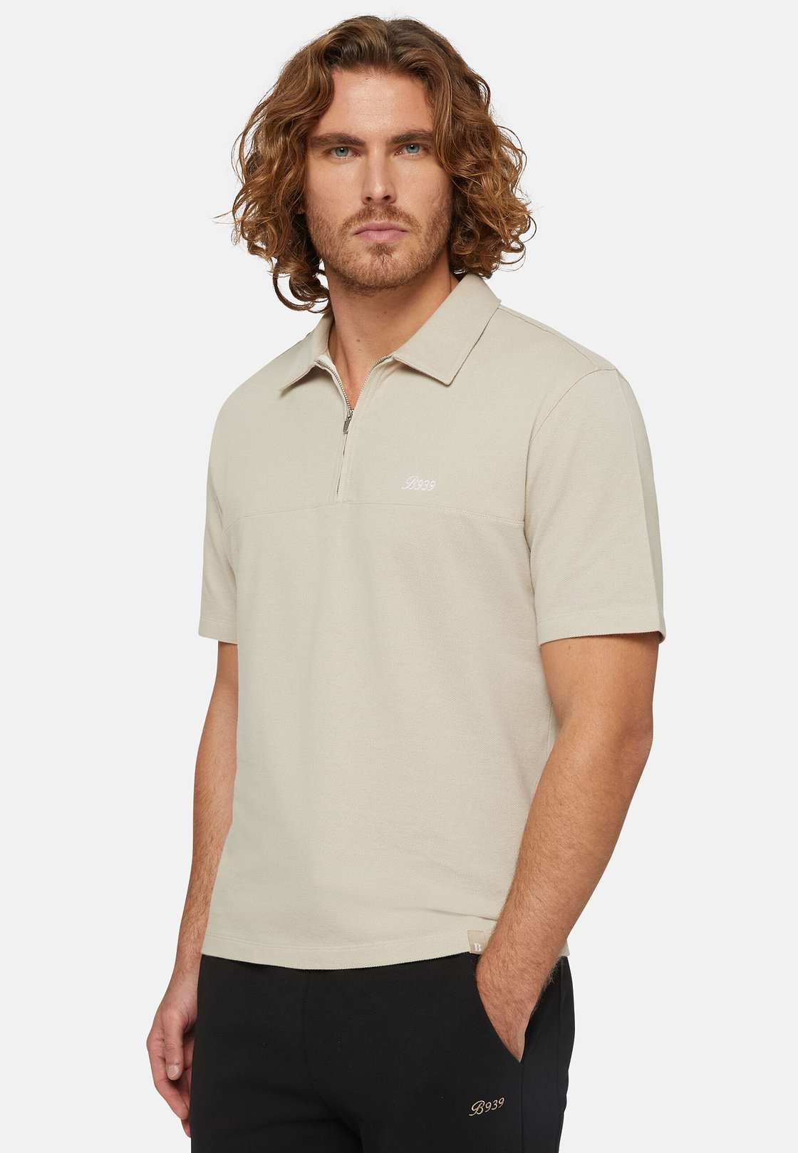 Polo En Piqué De Coton Mélangé Bio, Beige, hi-res