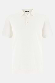 Polo Di Maglia In Cotone Seta, Bianco, thumb, 5