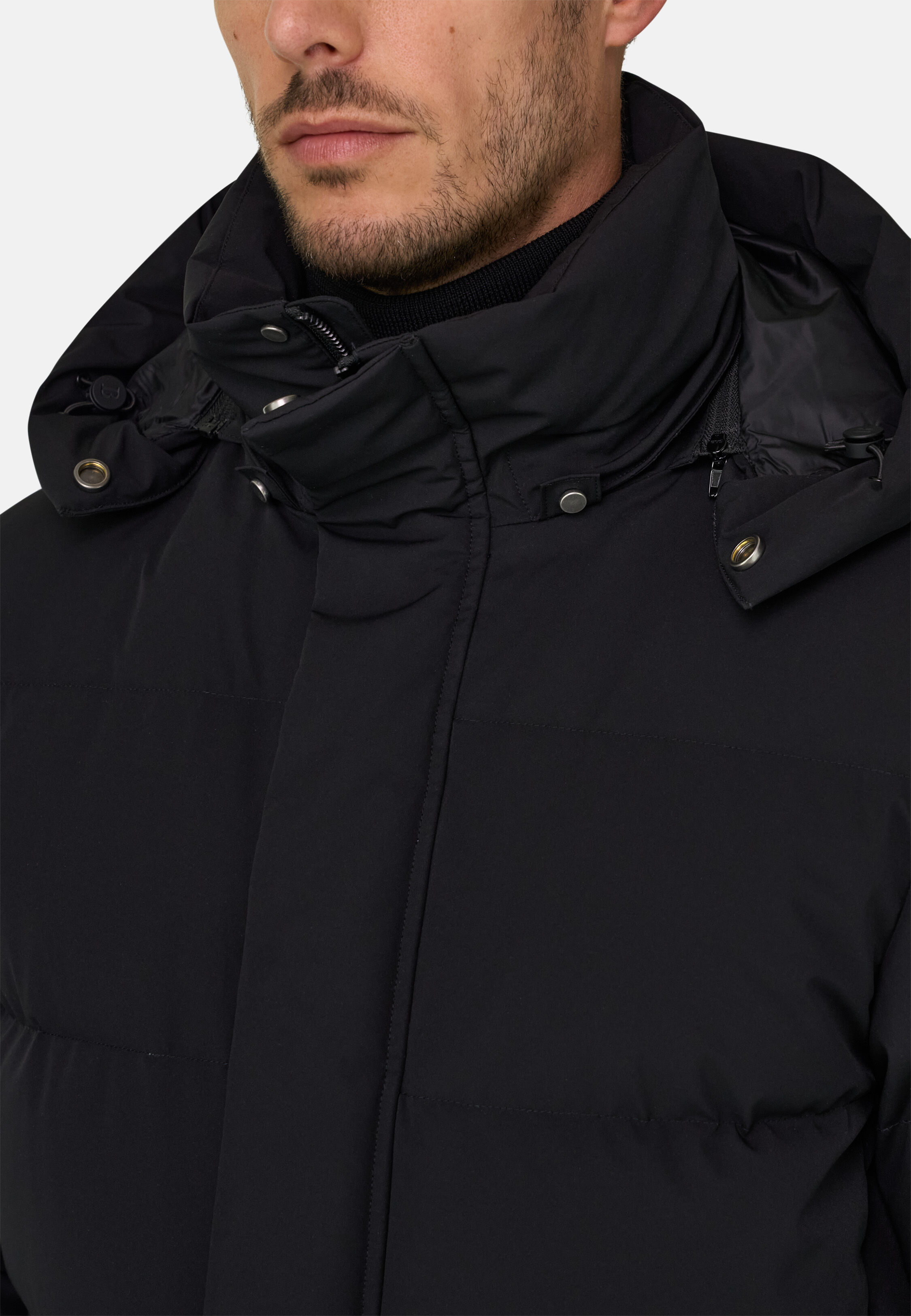 Parka in Technical Fabric Padded with Goose Down, Black, hi-res, 3
