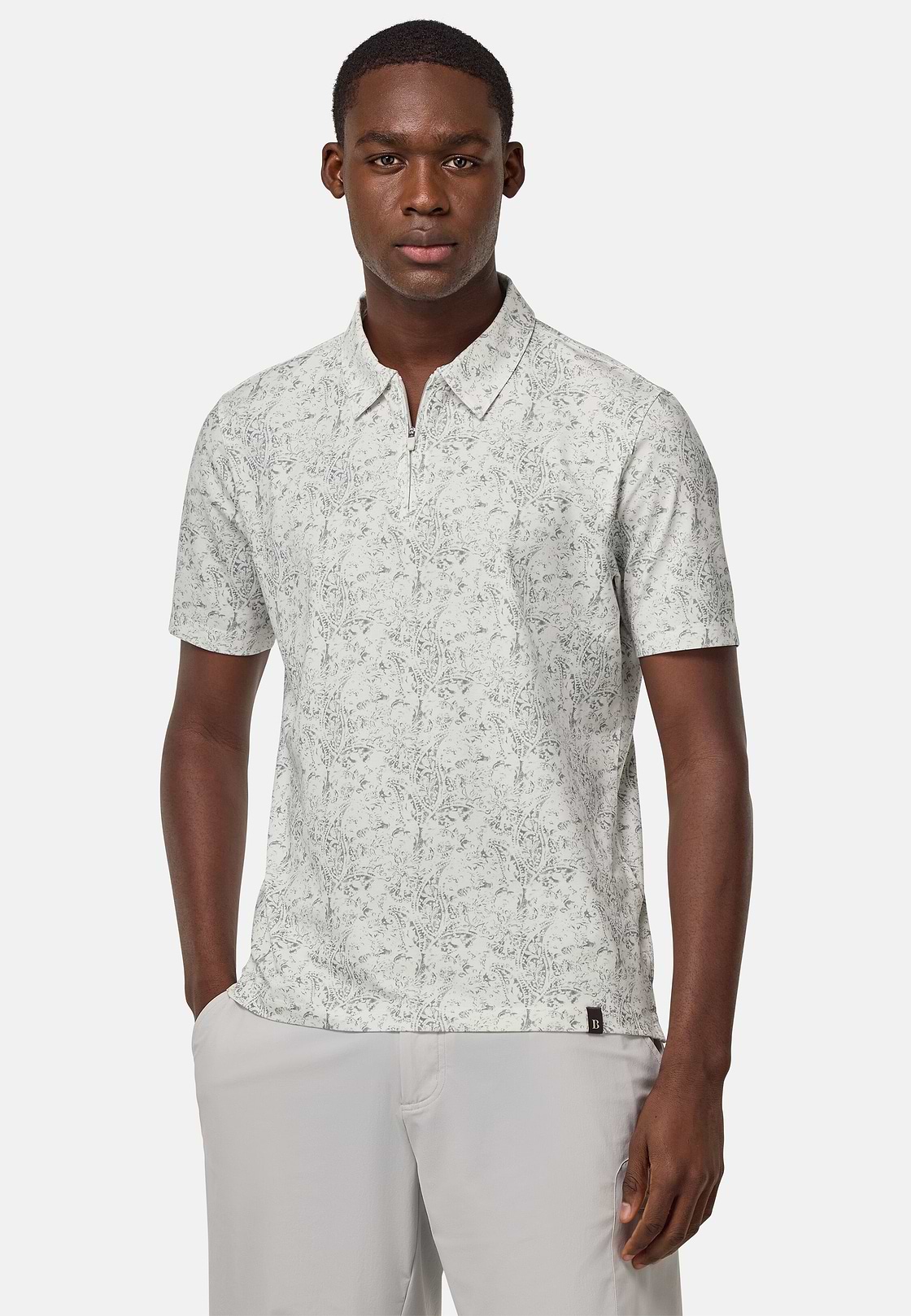 Cotton Blend Jersey Polo Shirt, Ice, hi-res