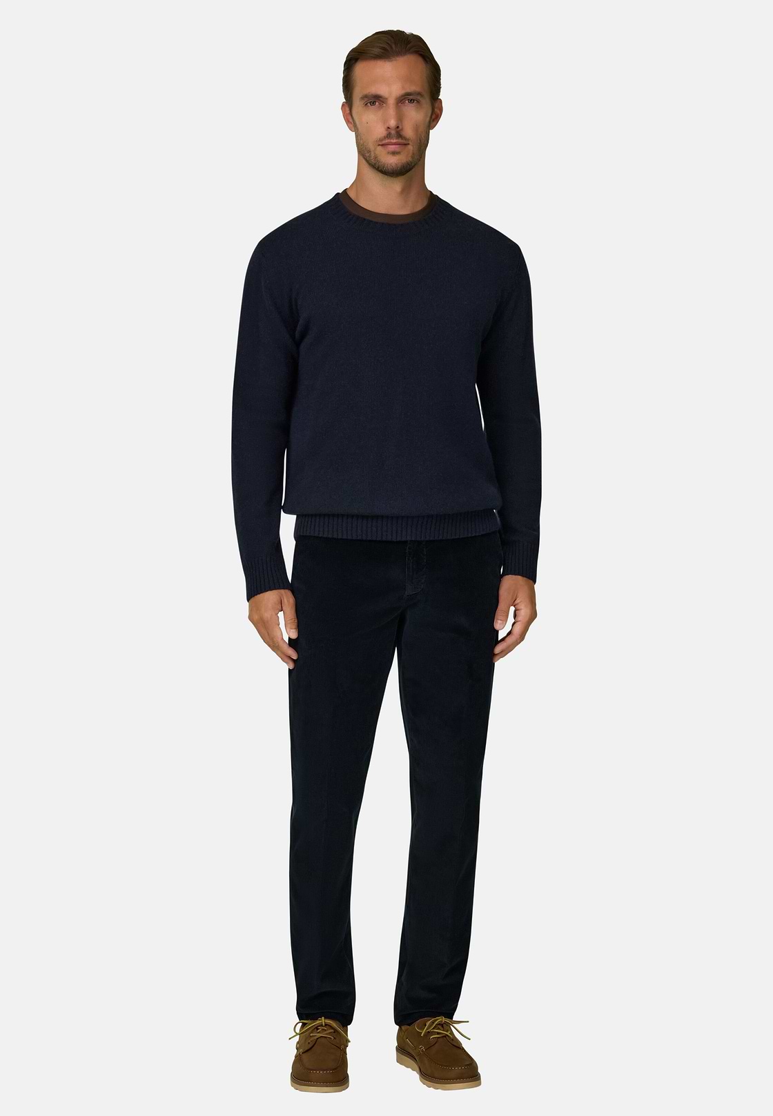Crew Neck Jumper in Wool Blend, Navy blue, hi-res, 2