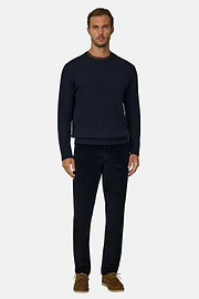 Crew Neck Jumper in Wool Blend, Navy blue, thumb, 2