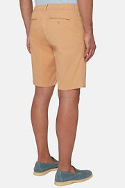 Stretch Cotton Summer Bermuda Shorts, Papaya, hi-res