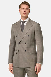 Traje Príncipe De Gales De Pura Lana, Taupe, hi-res
