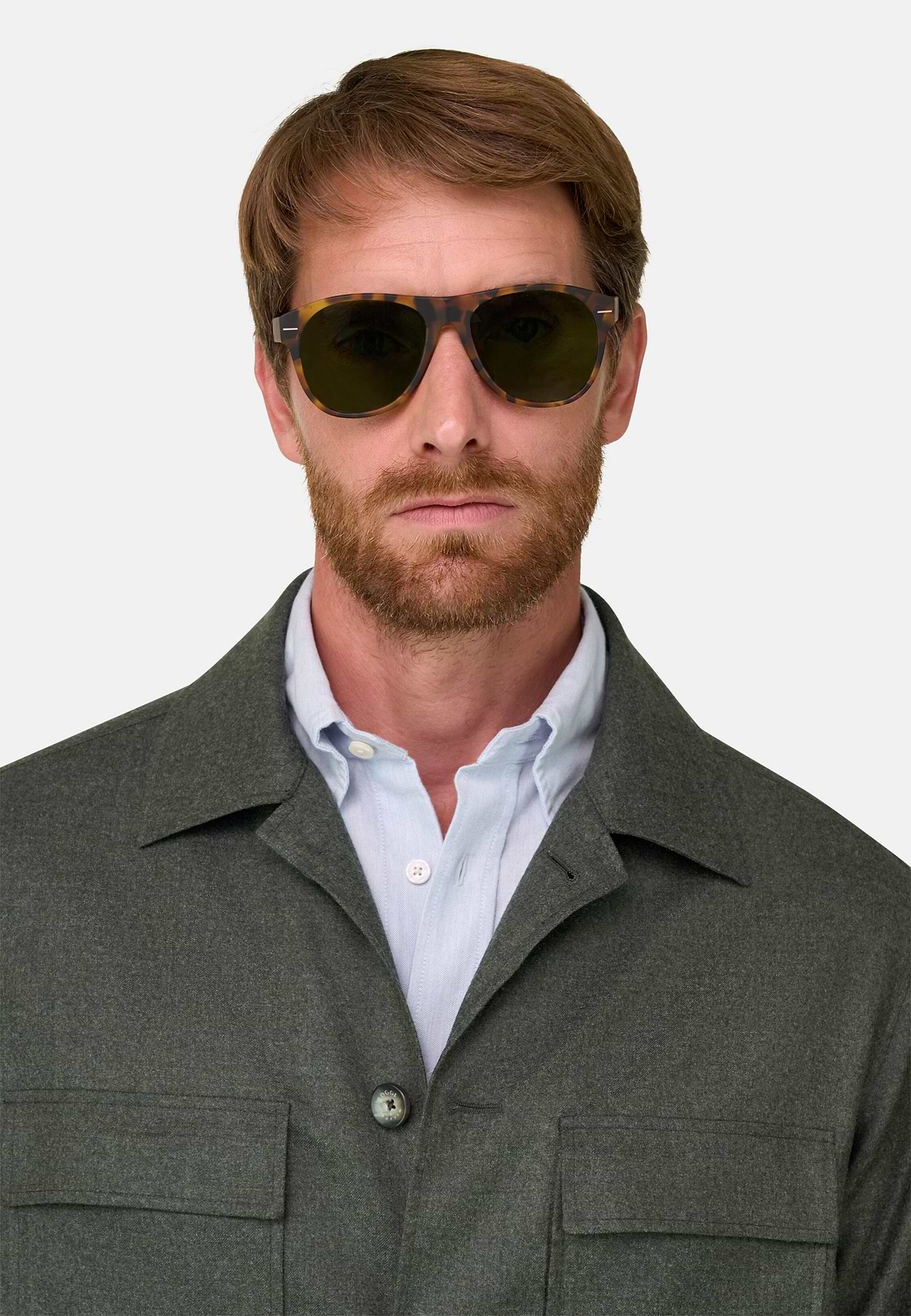 Shacket in Wool Flannel, Military Green, hi-res, 3