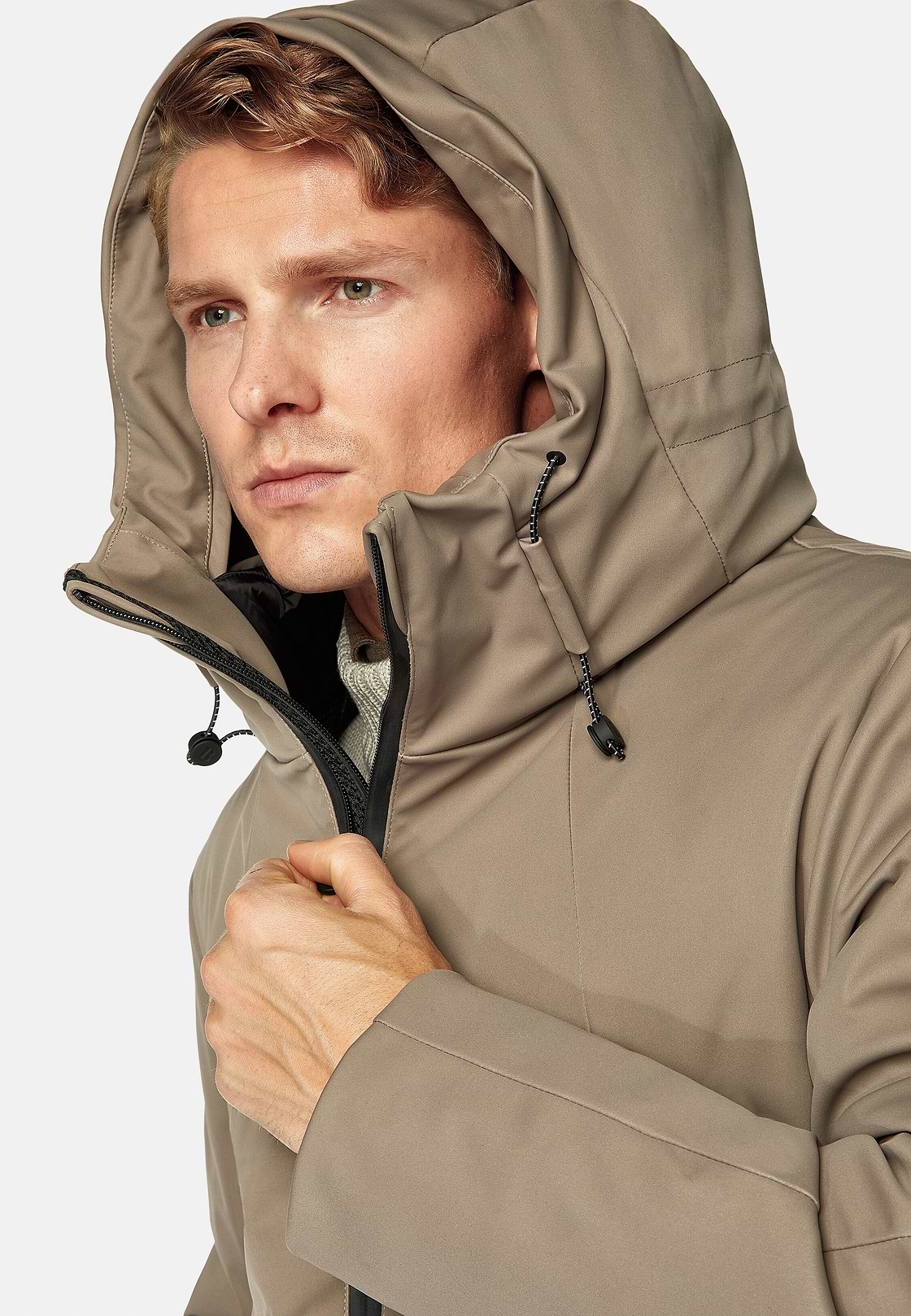 Block-Anorak Aus Technischem Wattiertem Gewebe, Taupe, hi-res