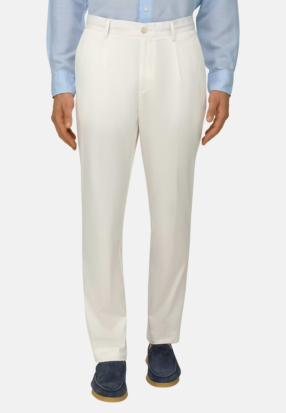 Cotton Trousers, Cream, hi-res