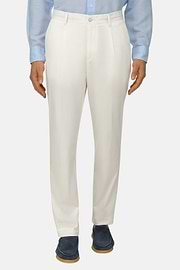 Pantalon En Coton, Crème, thumb, 1