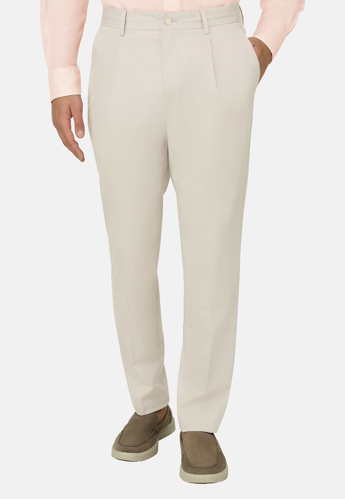 Pantaloni In Cotone, Sabbia, hi-res, 2