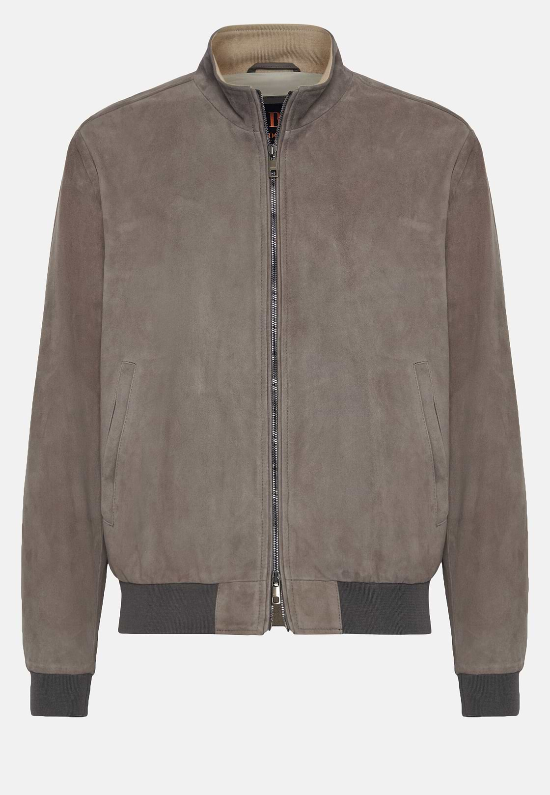 Bomber Jacket in Genuine Suede Leather, Mud, hi-res